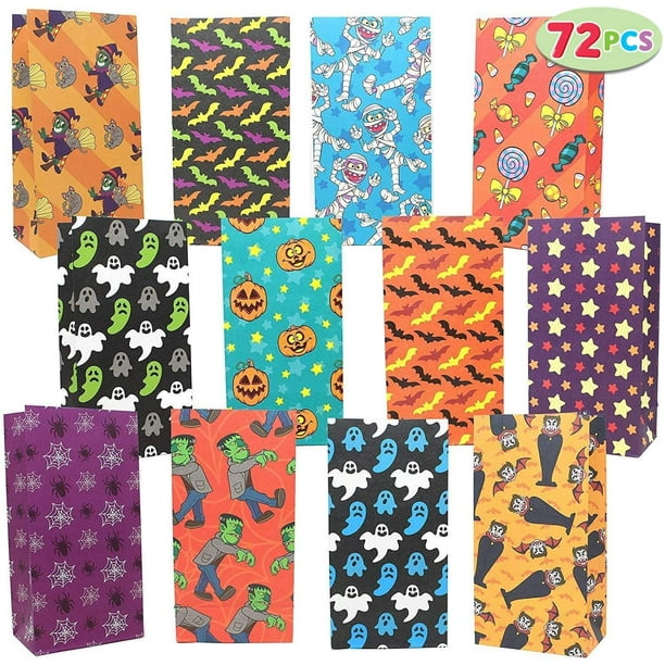 URATOT 20 Pieces Halloween Paper Bags Pumpkin Goodie Bags Trick or Treat Kraft Paper Bags with Handles for Party Supplies